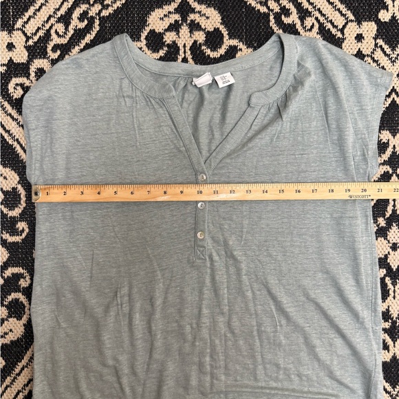 JOIE 100% linen cap sleeve Henley in  sea foam medium - Picture 10 of 10